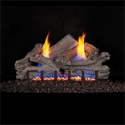 18"  Driftwood Vent Free Logs / G19 ANSI Certified Burner - Peterson Real Fyre
